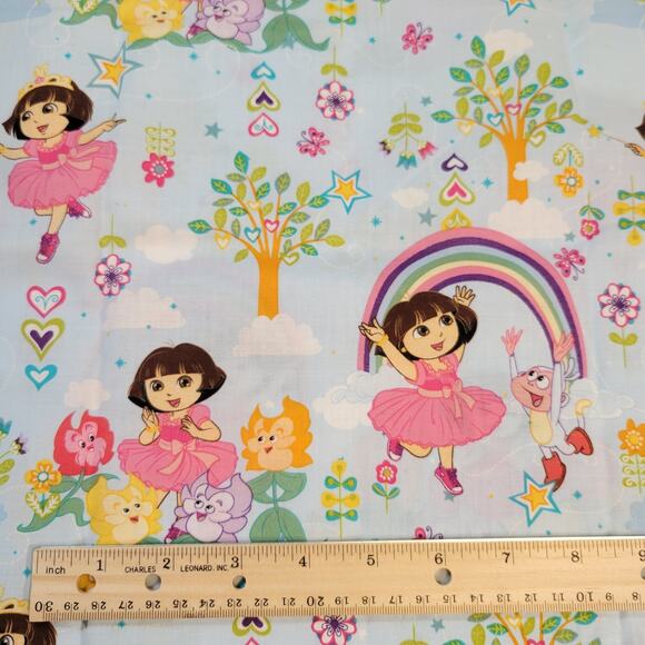 Cotton Fabric Dora Dancing With Rainbow N Trees 2011 Springs Creative 43” x 44” - Picture 4 of 13